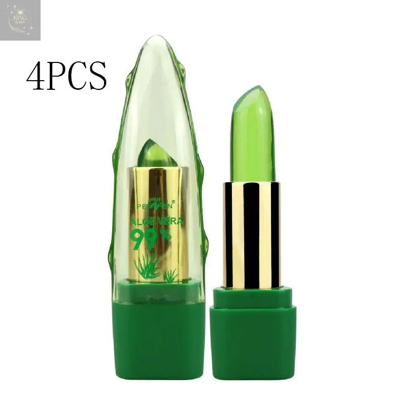 Aloe Vera Gel Color Changing Lipstick Gloss Moisturizer Anti-drying Desalination Fine-grain Lip Blam Care King Wish