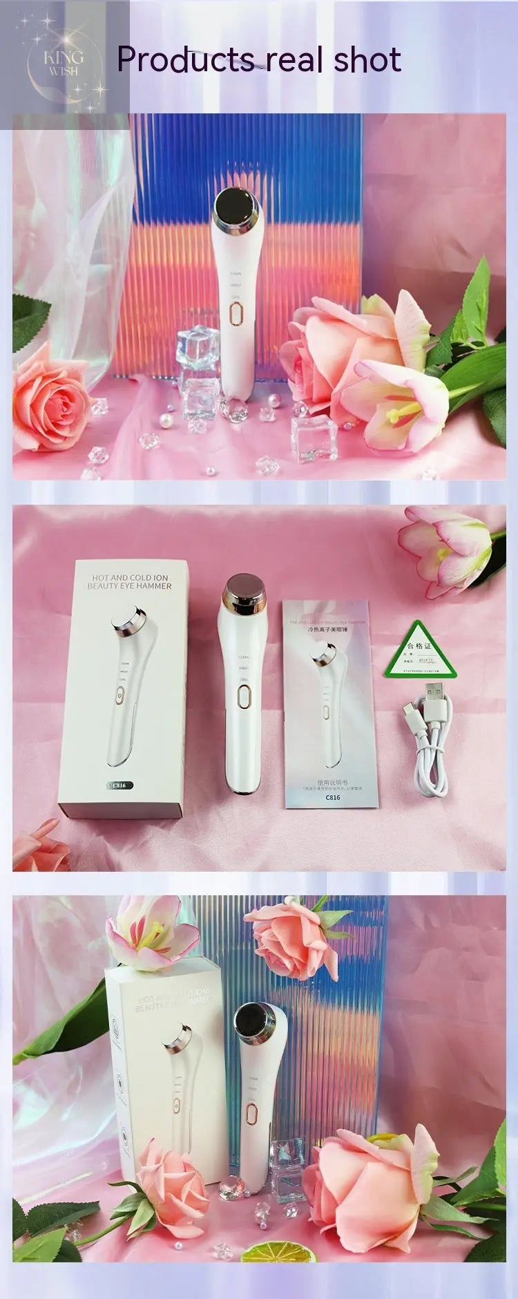 Heating & Vibration Eye Massager with Ice Compress - King Wish