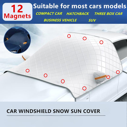 12 Magnetic Car Windscreen Windshield Frost Ice Snow Cover Window Mirror Protector With Hook - King Wish